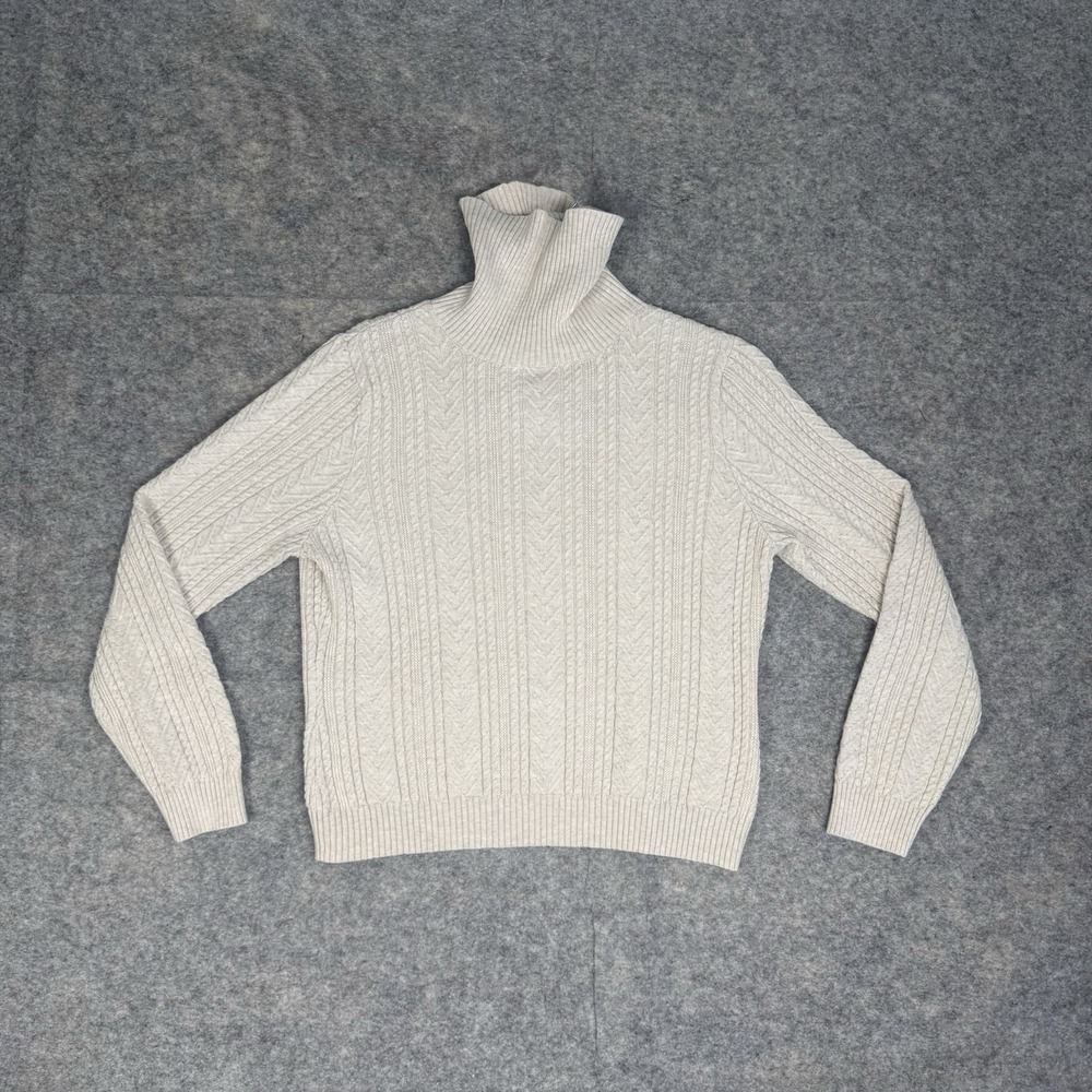 Valerie Stevens Cable Knit Turtleneck Sweater Women's PETITE Medium Cream